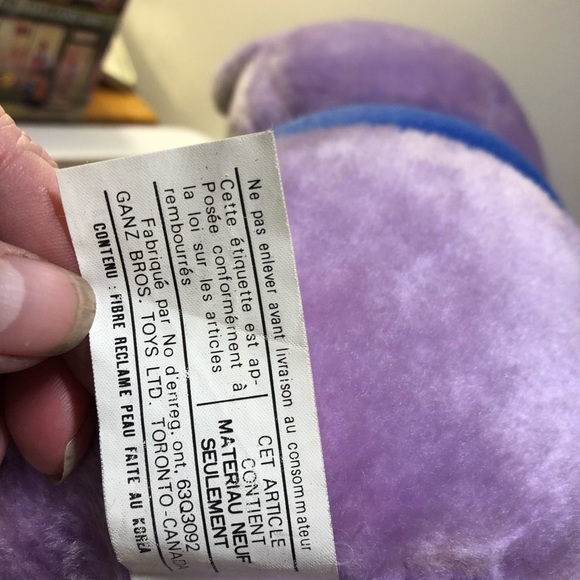 Rare Vintage Ganz Bros. Plush Purple Bear With Blue Hat And Bow Tie 14” - Picture 11 of 11